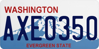 WA license plate AXE0350