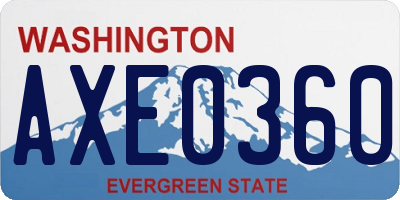 WA license plate AXE0360