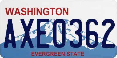 WA license plate AXE0362