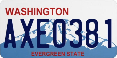 WA license plate AXE0381