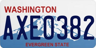 WA license plate AXE0382