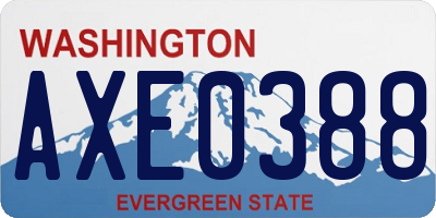 WA license plate AXE0388
