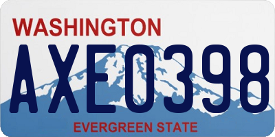 WA license plate AXE0398