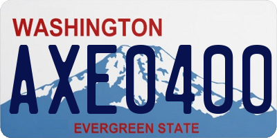 WA license plate AXE0400
