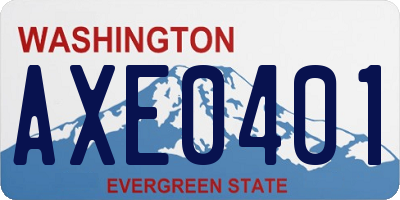WA license plate AXE0401