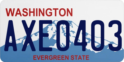 WA license plate AXE0403