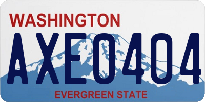 WA license plate AXE0404