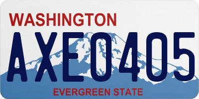 WA license plate AXE0405