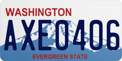 WA license plate AXE0406