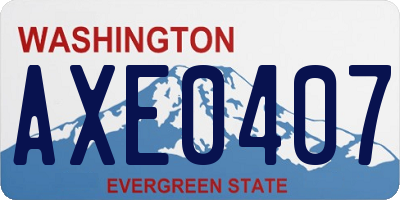 WA license plate AXE0407