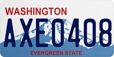 WA license plate AXE0408