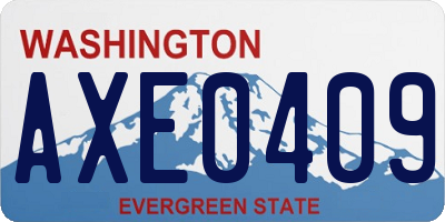 WA license plate AXE0409