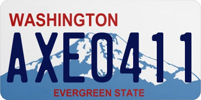 WA license plate AXE0411