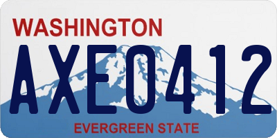WA license plate AXE0412