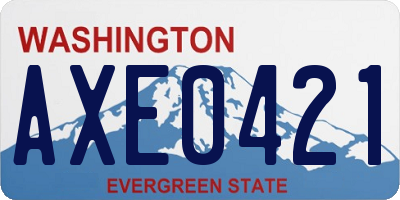 WA license plate AXE0421