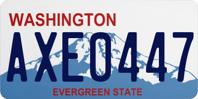 WA license plate AXE0447