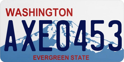 WA license plate AXE0453