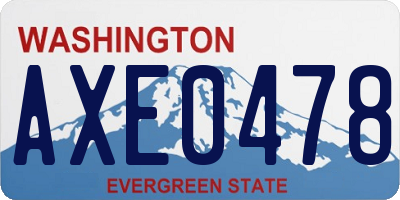 WA license plate AXE0478