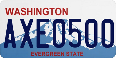 WA license plate AXE0500