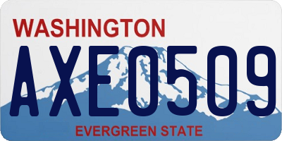 WA license plate AXE0509