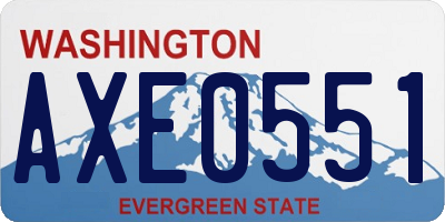 WA license plate AXE0551