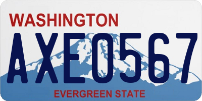 WA license plate AXE0567