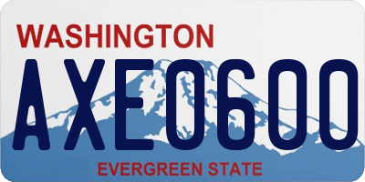 WA license plate AXE0600