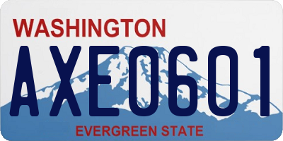 WA license plate AXE0601