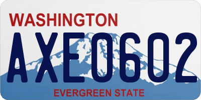 WA license plate AXE0602