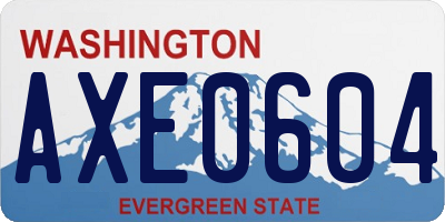 WA license plate AXE0604