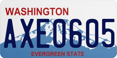 WA license plate AXE0605