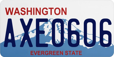 WA license plate AXE0606