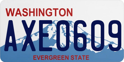 WA license plate AXE0609