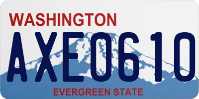 WA license plate AXE0610