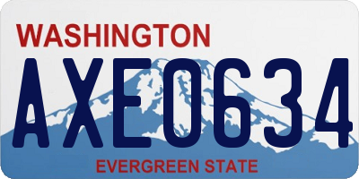 WA license plate AXE0634