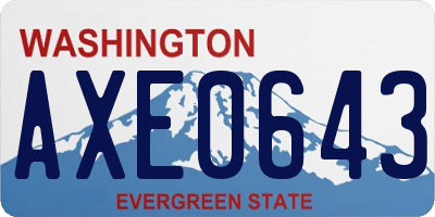 WA license plate AXE0643