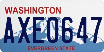 WA license plate AXE0647