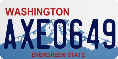 WA license plate AXE0649