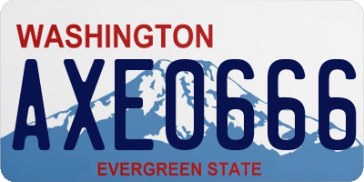WA license plate AXE0666