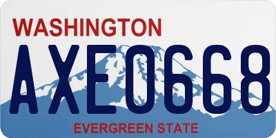 WA license plate AXE0668