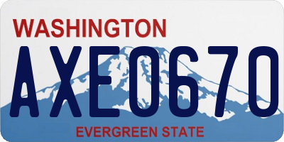 WA license plate AXE0670