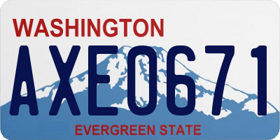 WA license plate AXE0671