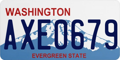 WA license plate AXE0679