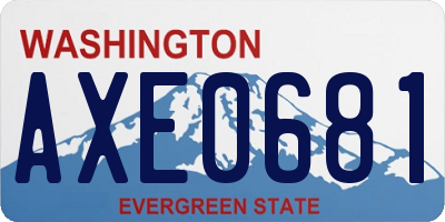 WA license plate AXE0681