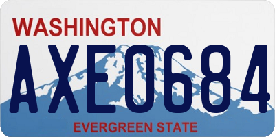 WA license plate AXE0684