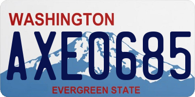 WA license plate AXE0685