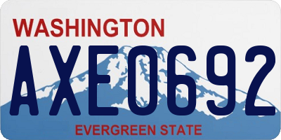 WA license plate AXE0692