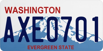 WA license plate AXE0701