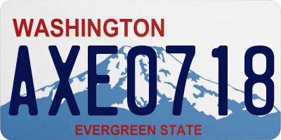 WA license plate AXE0718