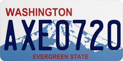 WA license plate AXE0720